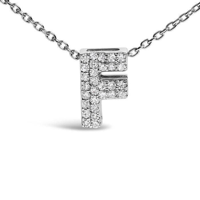 Diamond Accent A-Z Initial Bubble Pendant Necklace in 10K White Gold, photo 47