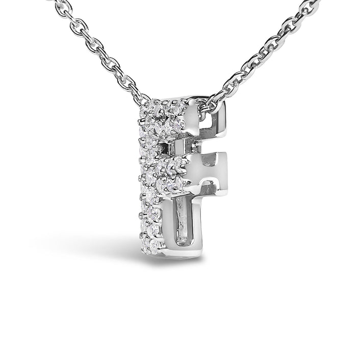 Diamond Accent A-Z Initial Bubble Pendant Necklace in 10K White Gold