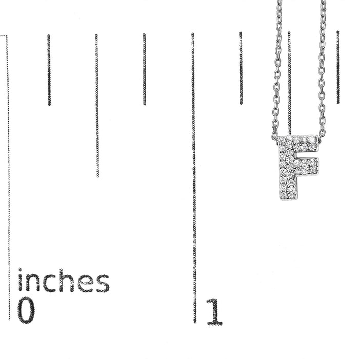 Diamond Accent A-Z Initial Bubble Pendant Necklace in 10K White Gold