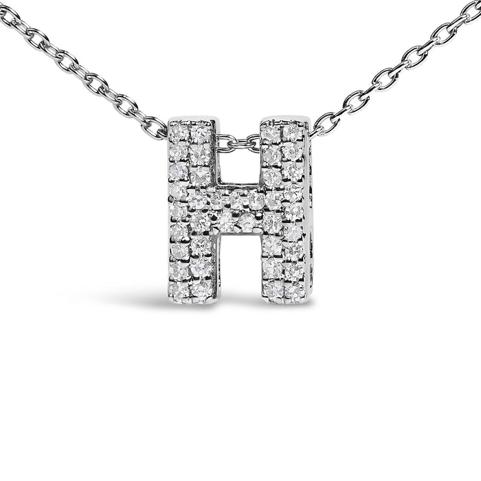 Diamond Accent A-Z Initial Bubble Pendant Necklace in 10K White Gold, photo 45