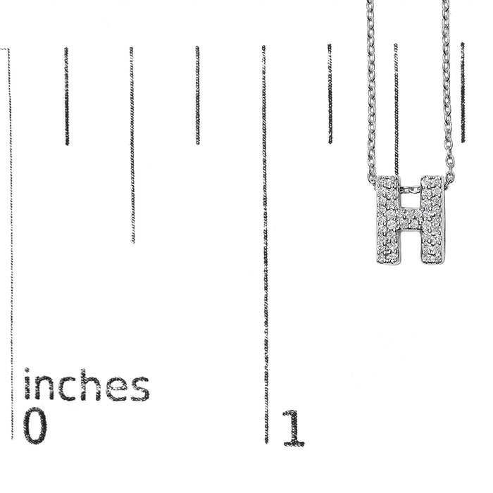 Diamond Accent A-Z Initial Bubble Pendant Necklace in 10K White Gold