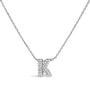 Diamond Accent A-Z Initial Bubble Pendant Necklace in 10K White Gold, photo 17