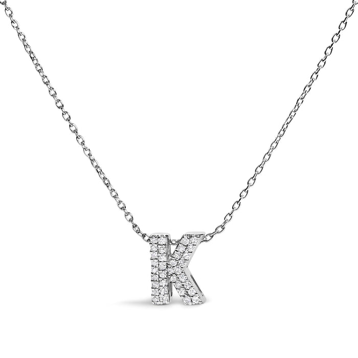 Diamond Accent A-Z Initial Bubble Pendant Necklace in 10K White Gold, photo 17