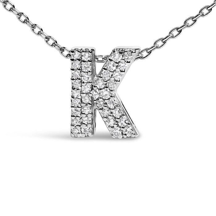 Diamond Accent A-Z Initial Bubble Pendant Necklace in 10K White Gold, photo 43