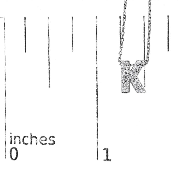 Diamond Accent A-Z Initial Bubble Pendant Necklace in 10K White Gold
