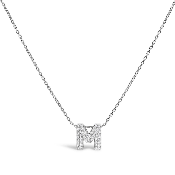 Diamond Accent A-Z Initial Bubble Pendant Necklace in 10K White Gold, photo 15