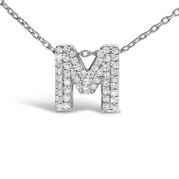 Diamond Accent A-Z Initial Bubble Pendant Necklace in 10K White Gold, photo 41