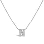 Diamond Accent A-Z Initial Bubble Pendant Necklace in 10K White Gold, photo 14