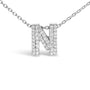 Diamond Accent A-Z Initial Bubble Pendant Necklace in 10K White Gold, photo 40