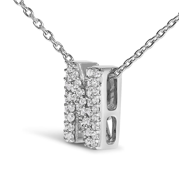 Diamond Accent A-Z Initial Bubble Pendant Necklace in 10K White Gold