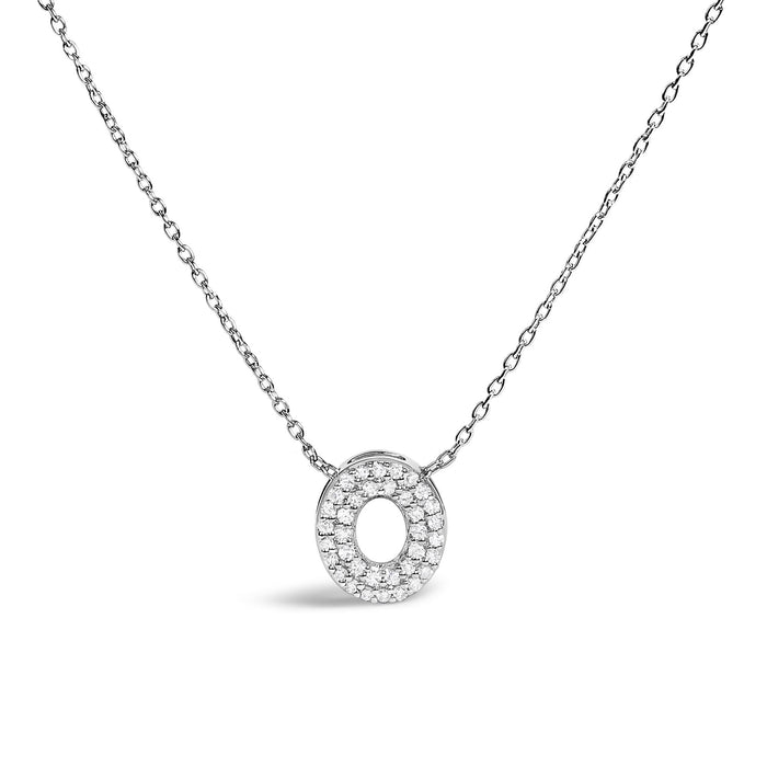 Diamond Accent A-Z Initial Bubble Pendant Necklace in 10K White Gold, photo 13