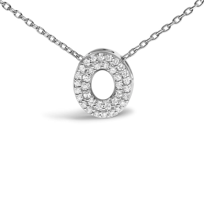 Diamond Accent A-Z Initial Bubble Pendant Necklace in 10K White Gold, photo 39