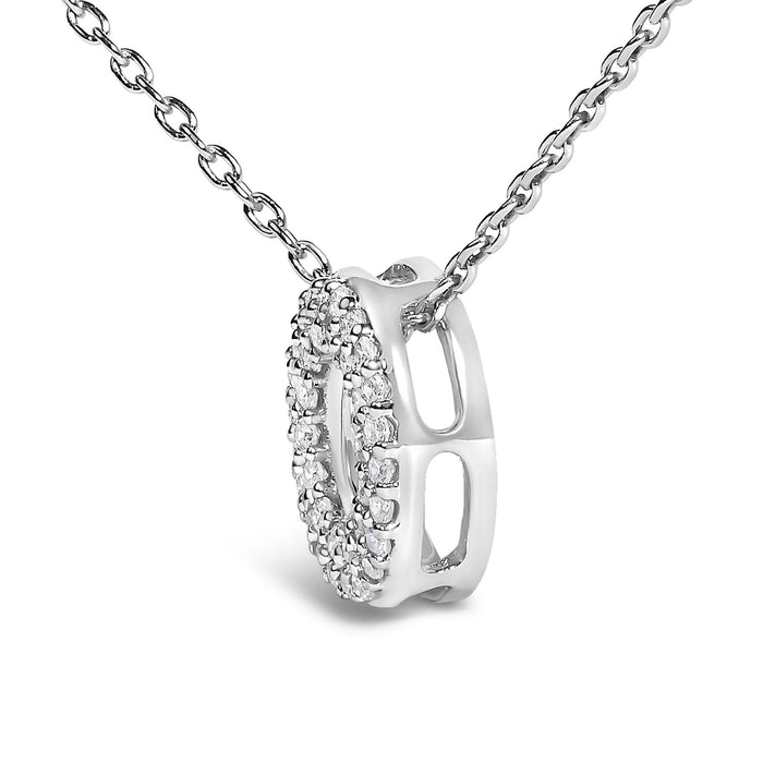 Diamond Accent A-Z Initial Bubble Pendant Necklace in 10K White Gold