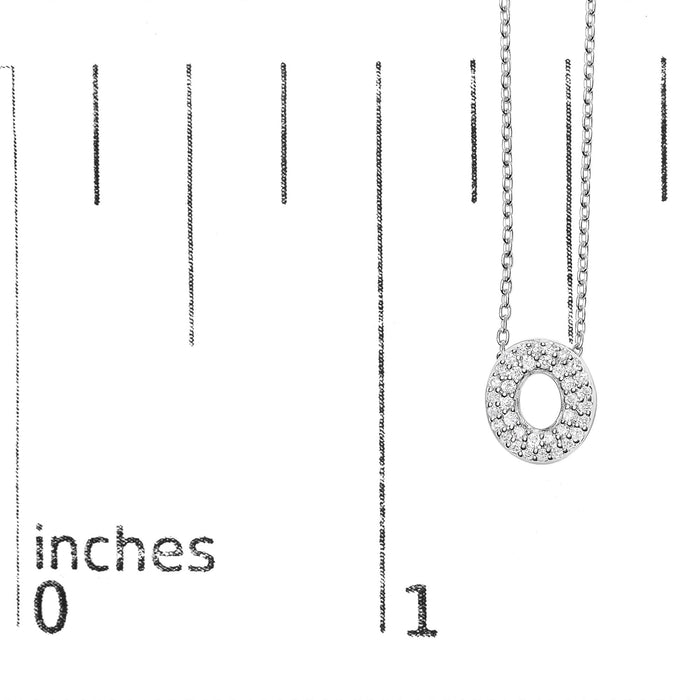 Diamond Accent A-Z Initial Bubble Pendant Necklace in 10K White Gold