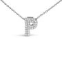 Diamond Accent A-Z Initial Bubble Pendant Necklace in 10K White Gold, photo 38