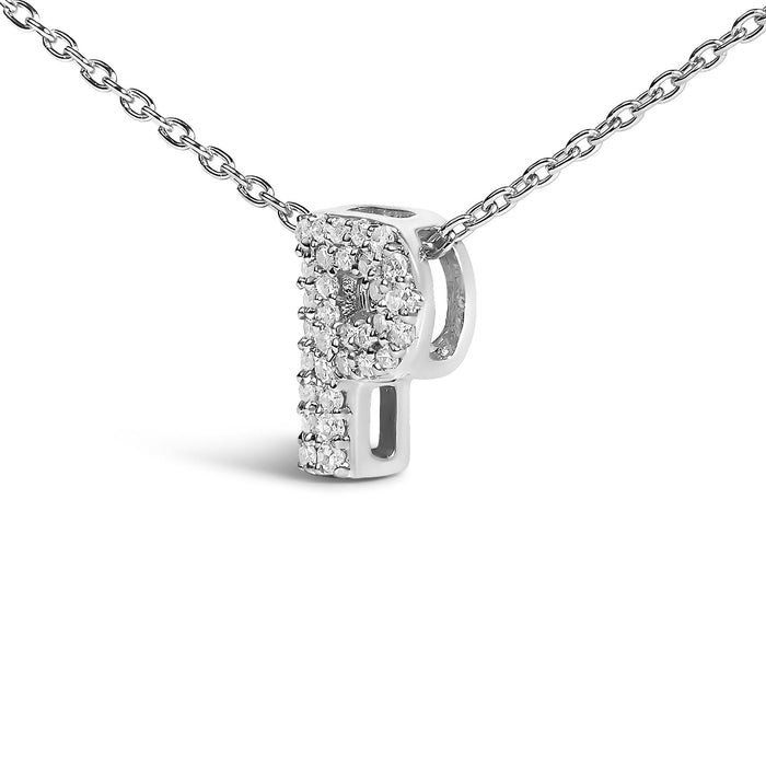 Diamond Accent A-Z Initial Bubble Pendant Necklace in 10K White Gold