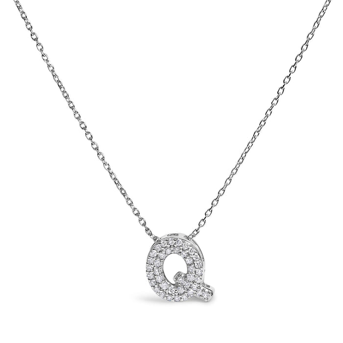 Diamond Accent A-Z Initial Bubble Pendant Necklace in 10K White Gold, photo 11
