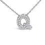 Diamond Accent A-Z Initial Bubble Pendant Necklace in 10K White Gold, photo 37
