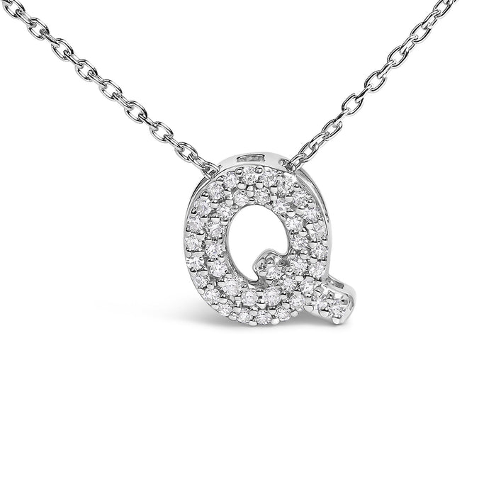 Diamond Accent A-Z Initial Bubble Pendant Necklace in 10K White Gold, photo 37