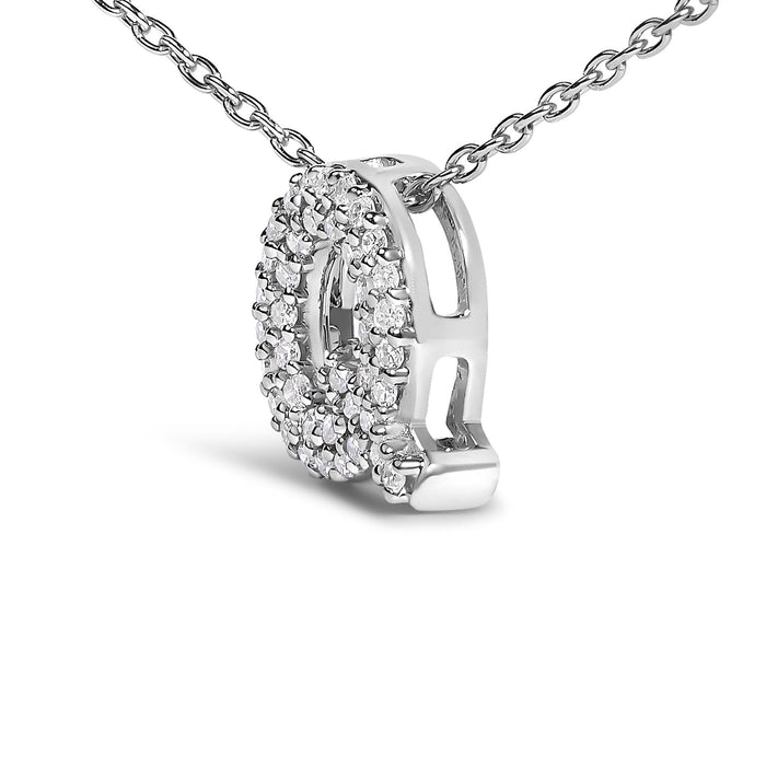 Diamond Accent A-Z Initial Bubble Pendant Necklace in 10K White Gold