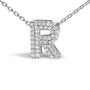 Diamond Accent A-Z Initial Bubble Pendant Necklace in 10K White Gold, photo 36