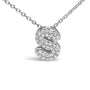 Diamond Accent A-Z Initial Bubble Pendant Necklace in 10K White Gold, photo 35