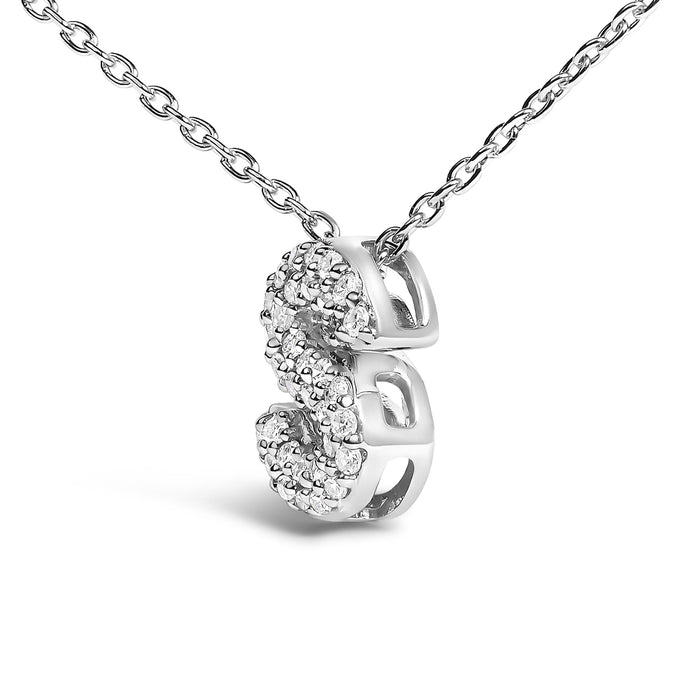 Diamond Accent A-Z Initial Bubble Pendant Necklace in 10K White Gold