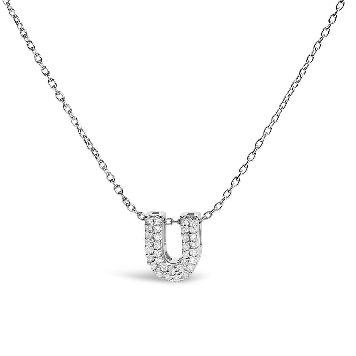 Diamond Accent A-Z Initial Bubble Pendant Necklace in 10K White Gold, photo 7