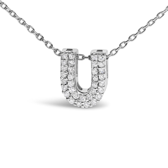 Diamond Accent A-Z Initial Bubble Pendant Necklace in 10K White Gold, photo 33