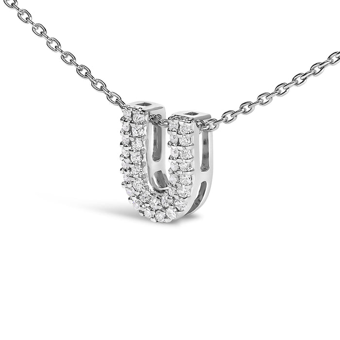 Diamond Accent A-Z Initial Bubble Pendant Necklace in 10K White Gold