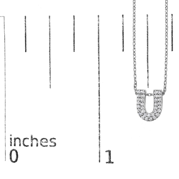 Diamond Accent A-Z Initial Bubble Pendant Necklace in 10K White Gold
