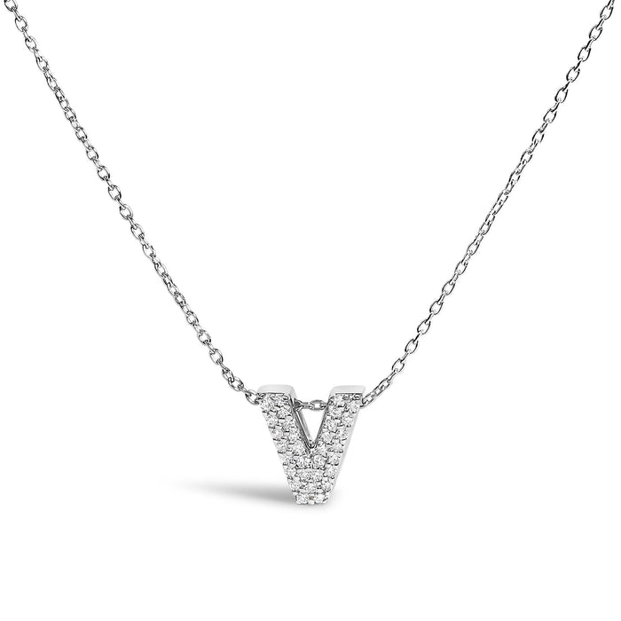 Diamond Accent A-Z Initial Bubble Pendant Necklace in 10K White Gold, photo 6