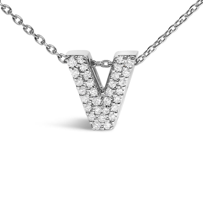 Diamond Accent A-Z Initial Bubble Pendant Necklace in 10K White Gold, photo 32