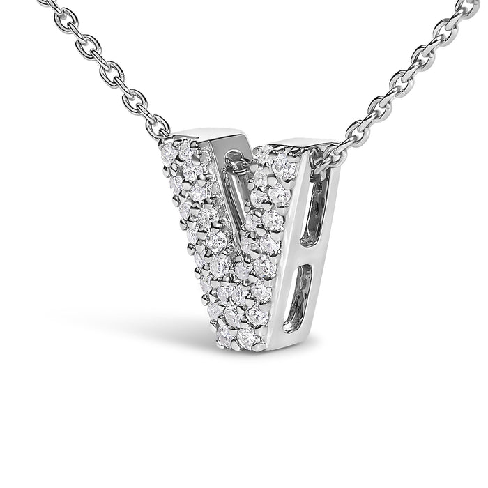 Diamond Accent A-Z Initial Bubble Pendant Necklace in 10K White Gold