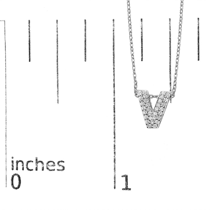 Diamond Accent A-Z Initial Bubble Pendant Necklace in 10K White Gold