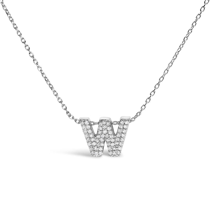 Diamond Accent A-Z Initial Bubble Pendant Necklace in 10K White Gold, photo 5
