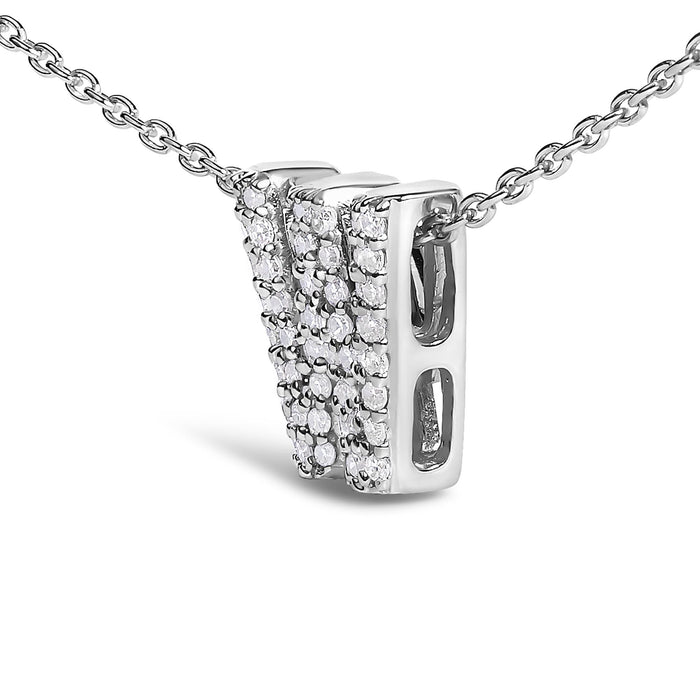 Diamond Accent A-Z Initial Bubble Pendant Necklace in 10K White Gold