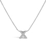 Diamond Accent A-Z Initial Bubble Pendant Necklace in 10K White Gold, photo 4