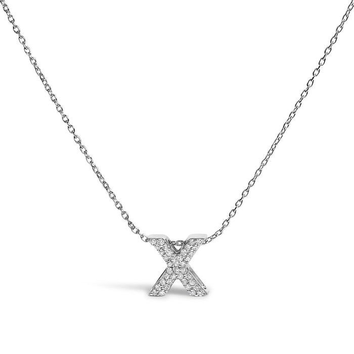 Diamond Accent A-Z Initial Bubble Pendant Necklace in 10K White Gold, photo 4