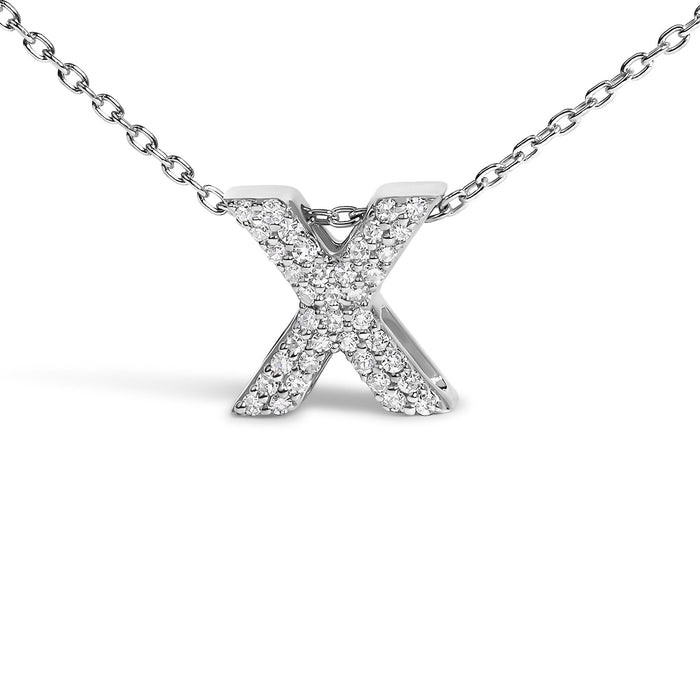 Diamond Accent A-Z Initial Bubble Pendant Necklace in 10K White Gold, photo 30