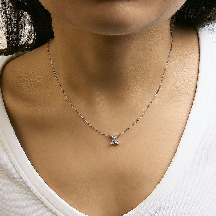 Diamond Accent A-Z Initial Bubble Pendant Necklace in 10K White Gold, photo 56