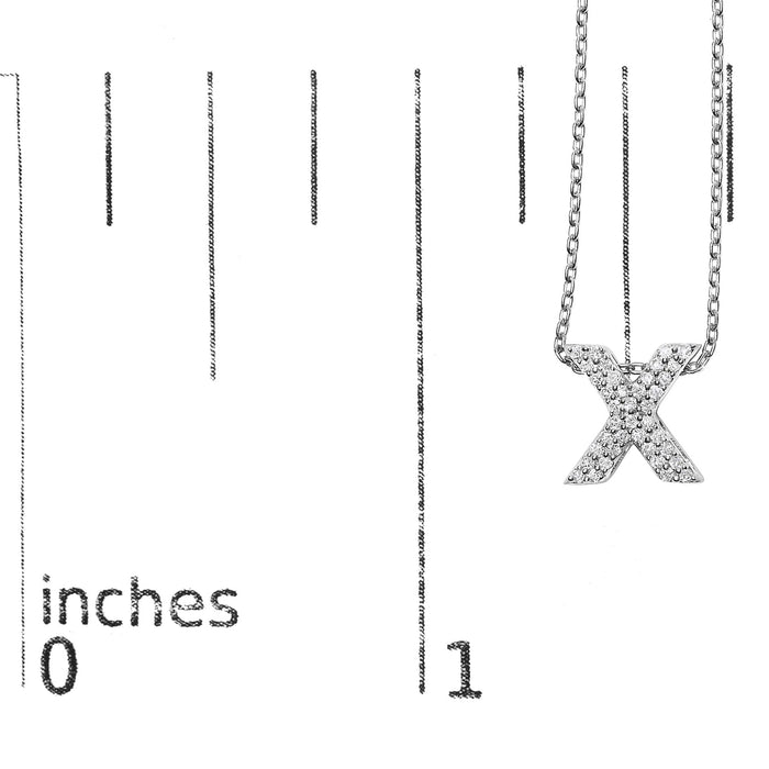 Diamond Accent A-Z Initial Bubble Pendant Necklace in 10K White Gold