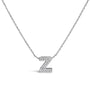 Diamond Accent A-Z Initial Bubble Pendant Necklace in 10K White Gold, photo 2