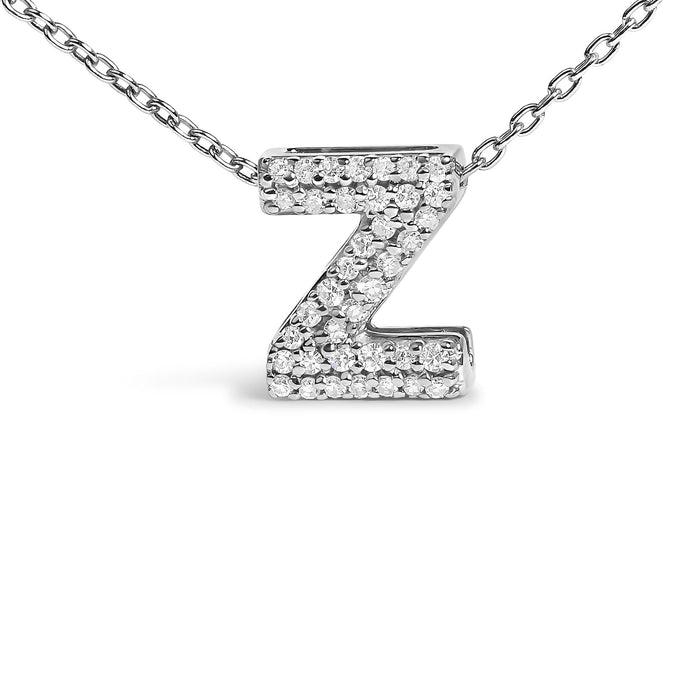 Diamond Accent A-Z Initial Bubble Pendant Necklace in 10K White Gold, photo 28