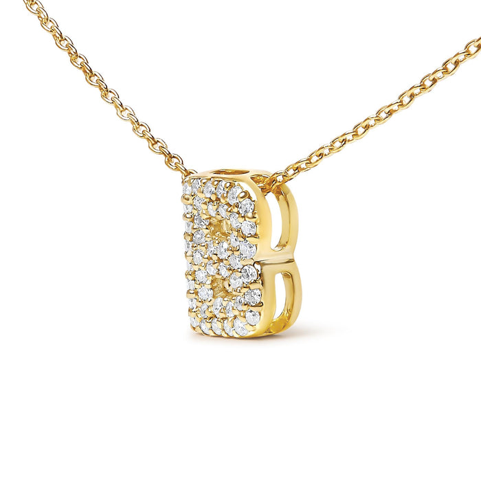Collar con colgante de inicial A-Z estilo burbuja con detalle de diamante en oro amarillo de 10K