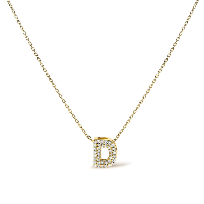 Collar con colgante de inicial A-Z estilo burbuja con detalle de diamante en oro amarillo de 10K, foto 23