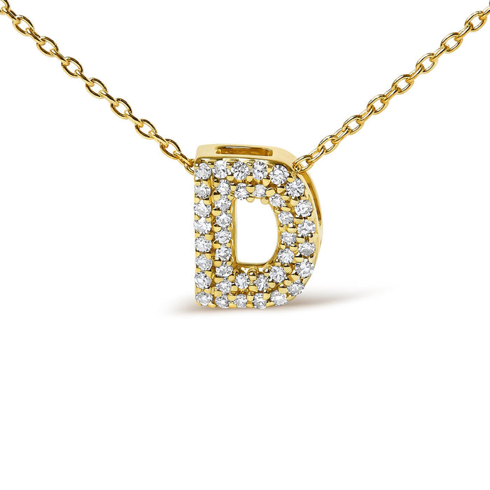 Collar con colgante de inicial A-Z estilo burbuja con detalle de diamante en oro amarillo de 10K, foto 49