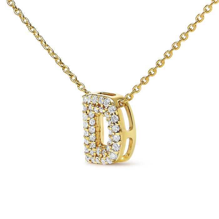 Collar con colgante de inicial A-Z estilo burbuja con detalle de diamante en oro amarillo de 10K