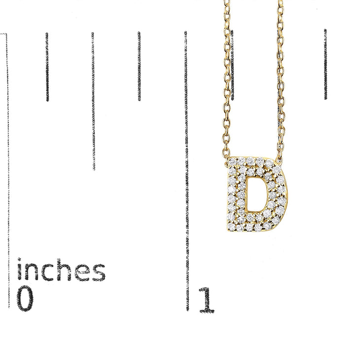 Collar con colgante de inicial A-Z estilo burbuja con detalle de diamante en oro amarillo de 10K