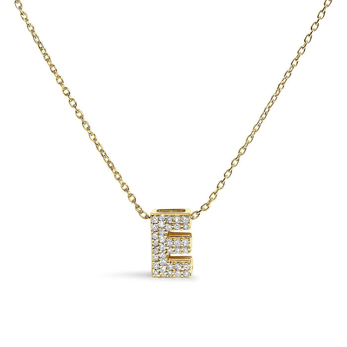 Collar con colgante de inicial A-Z estilo burbuja con detalle de diamante en oro amarillo de 10K, foto 1